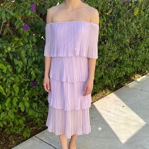 Purple off the shoulder ruffle pleated layers- size s